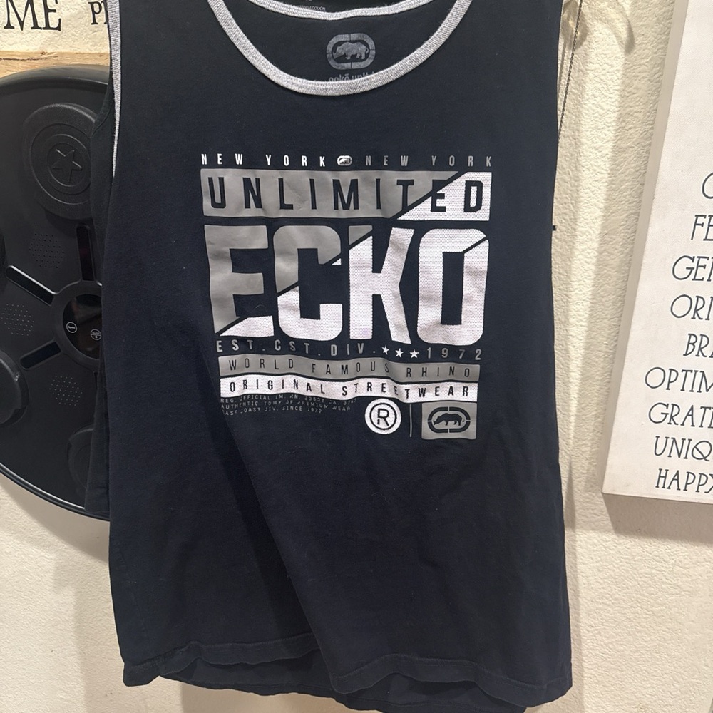 Ecko Unlimited Black Tee with Silver Graphics